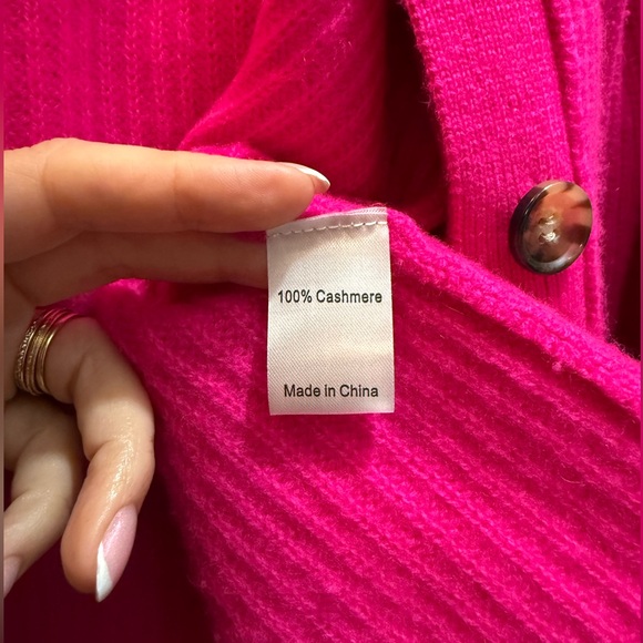 La Ligne Mini Toujours Cashmere Cardigan in Hot Pink | Size L - Picture 5 of 5